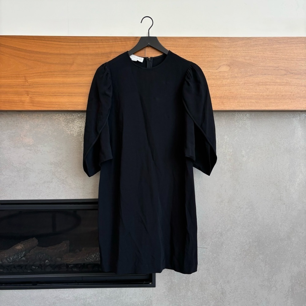 Stella McCartney Black Shift Dress with Tulip Sleeves, Size 2‎